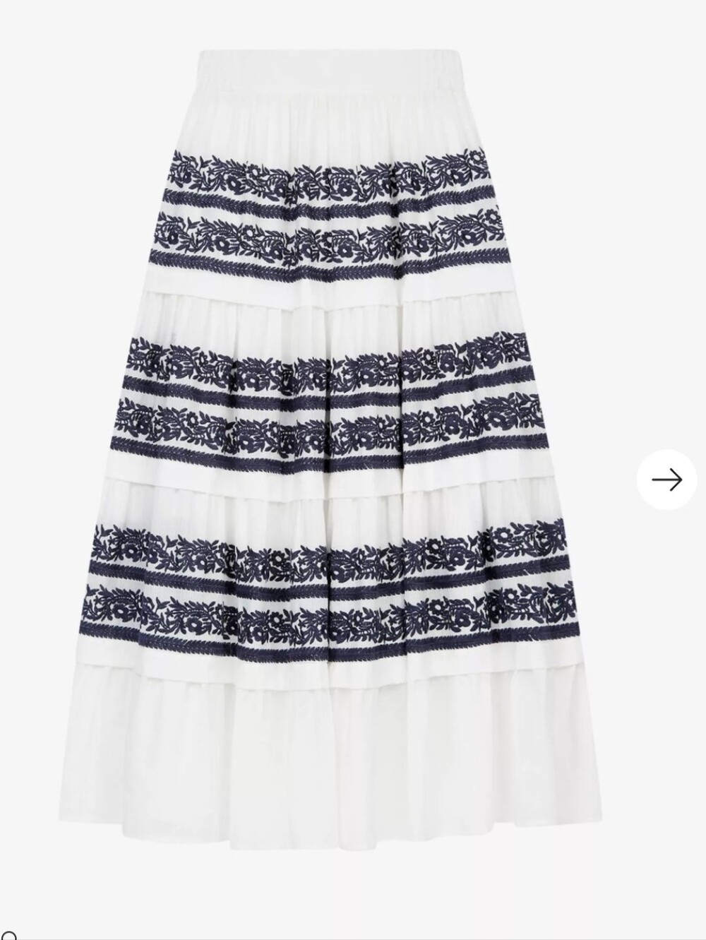 Maje Embroidered Tiered Midi Skirt